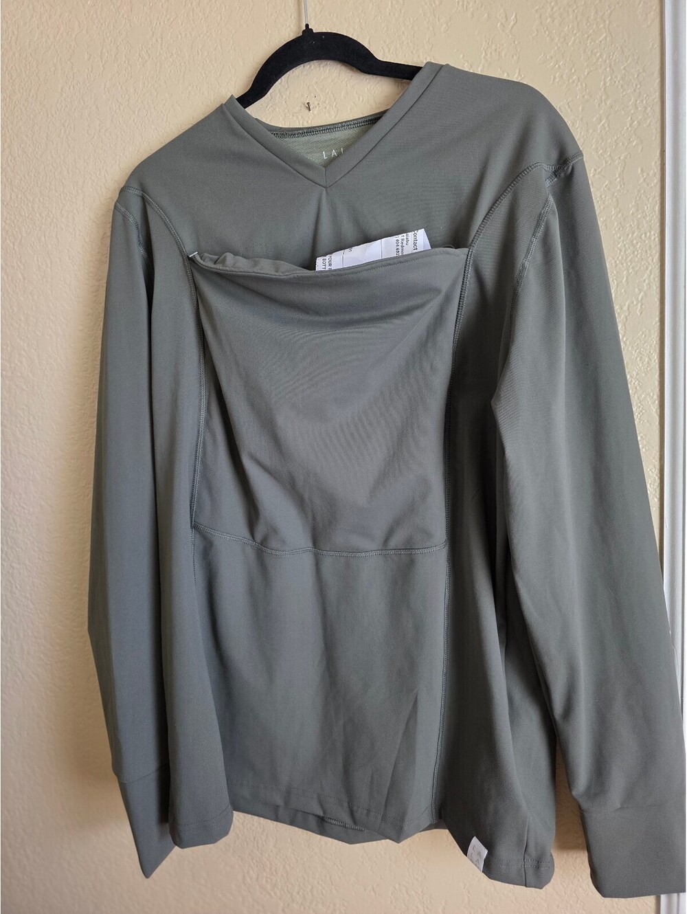 Lalabu Dad Carrying Baby Shirt Large in Olive Green New With Tag